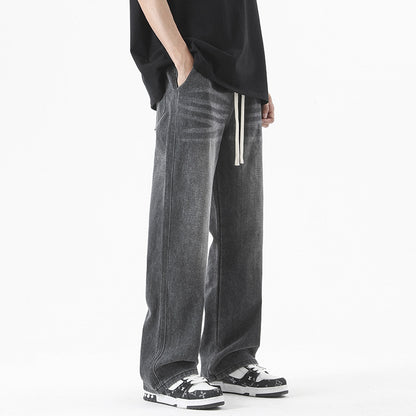 Men's Loose Straight Elastic Waist Wide Leg Casual Trousers - iztia