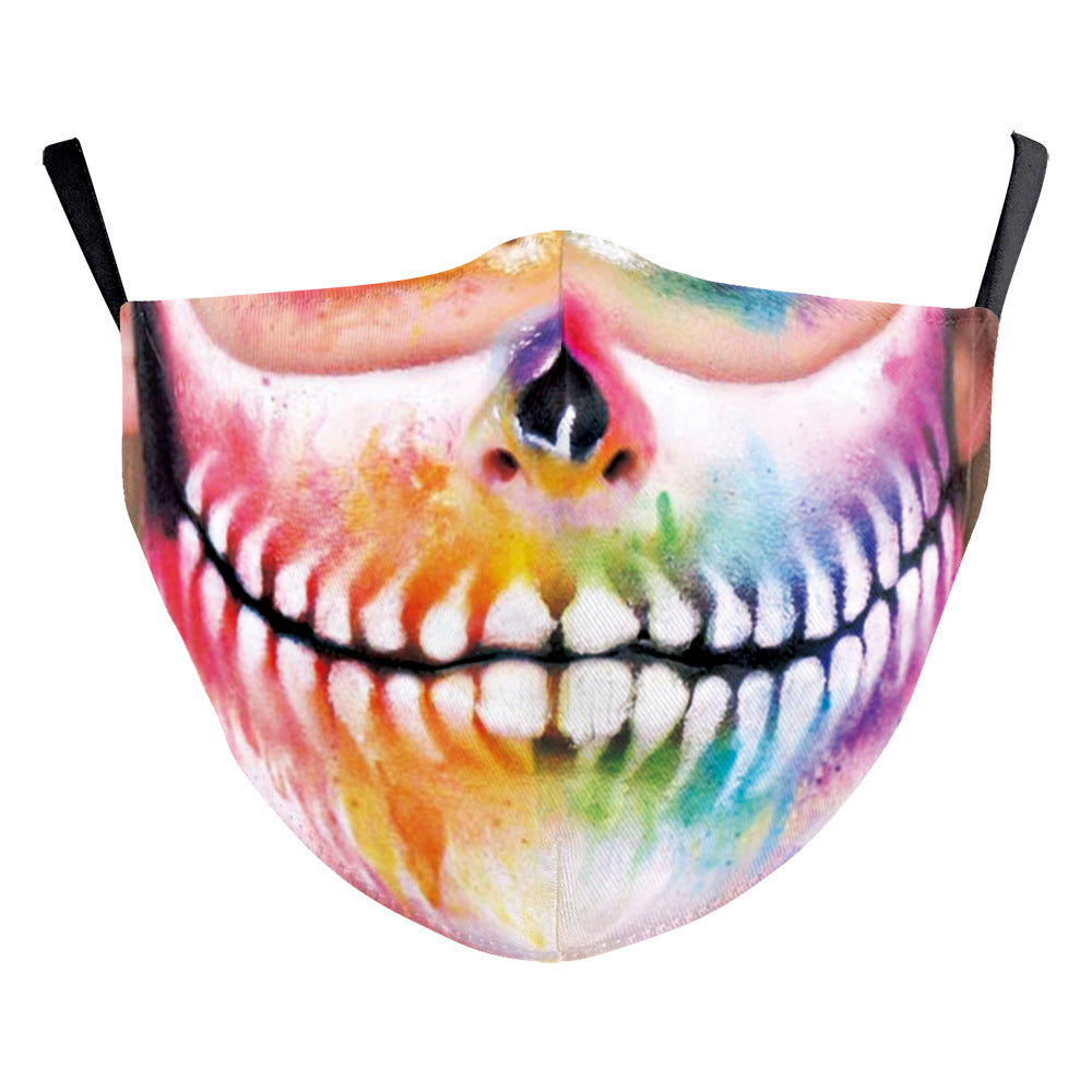 Halloween Digital Printing Funny Horror Face Double Layer Dust Mask - iztia