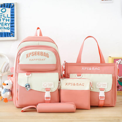 Four-piece Ins Schoolbag For Junior And Senior High Schools - iztia