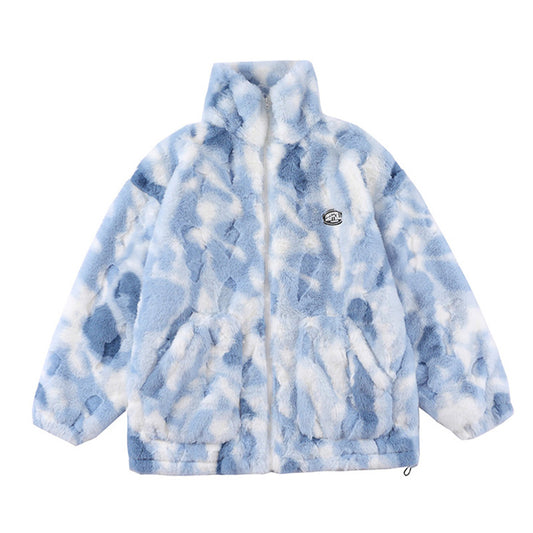 Tie-dyed Polar Fleece Stand Collar Coat Autumn And Winter - iztia