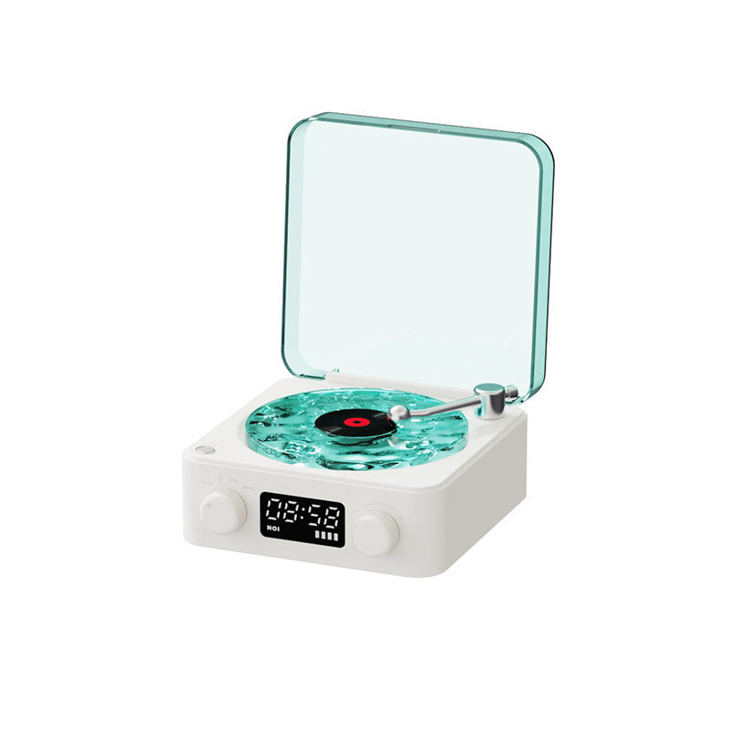 Retro Turntable Speaker Wireless Bluetooth 5.0 Vinyl Record Player Stereo Sound With White Noise RGB Projection Lamp Effect - iztia