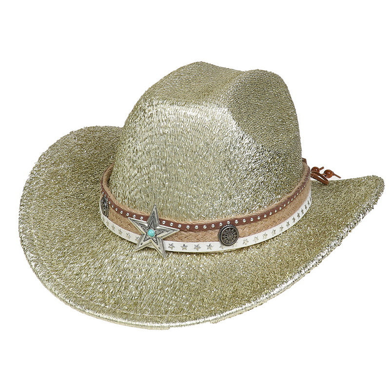 Festival Party Gathering Silver Western Denim Fedora Hat Felt - iztia