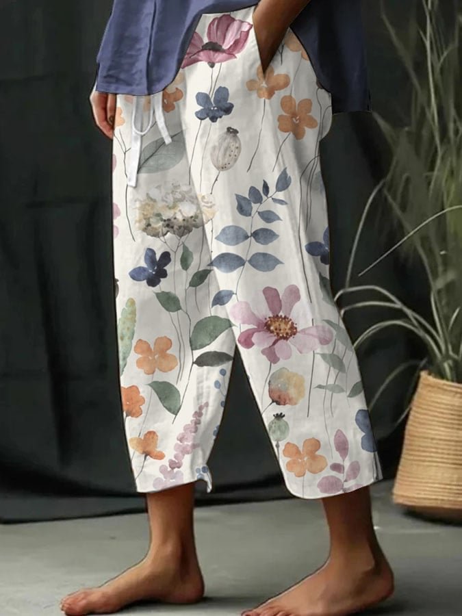 European And American Fashion Casual Flower Pattern Floral Print Casual Jumpsuit - iztia