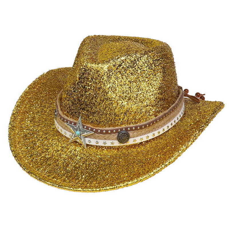 Festival Party Gathering Silver Western Denim Fedora Hat Felt - iztia