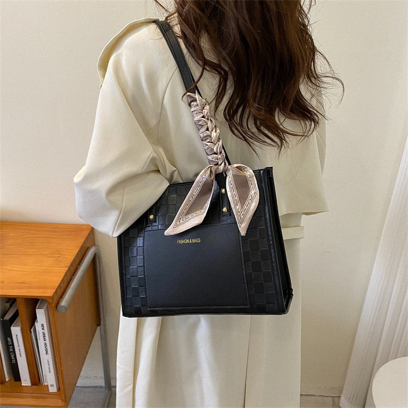 Contrast Color One Shoulder Underarm Tote Big Bag Korean Style Fashion Crossbody - iztia