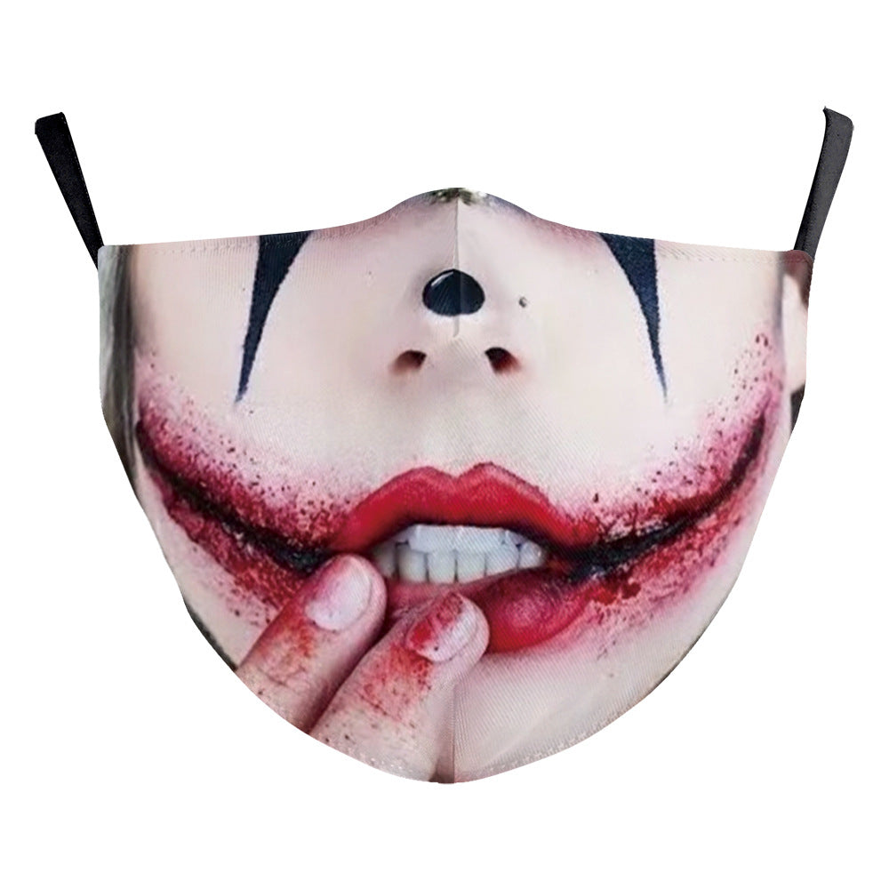 Halloween Digital Printing Funny Horror Face Double Layer Dust Mask - iztia