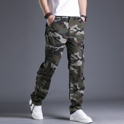 Cotton Multi-pocket Loose Cargo Trousers Straight Outdoor Large Size Camouflage Men's Pants - iztia