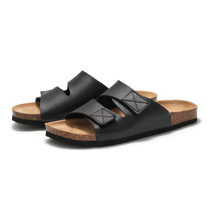 Men's Cork Slippers Slippers Velcro - iztia