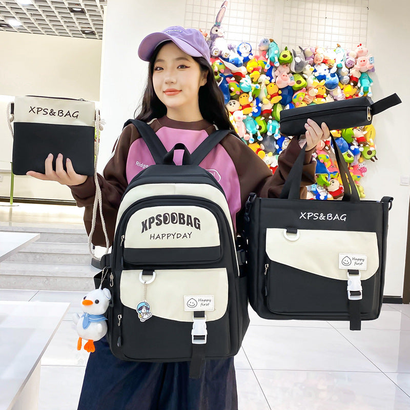 Four-piece Ins Schoolbag For Junior And Senior High Schools - iztia