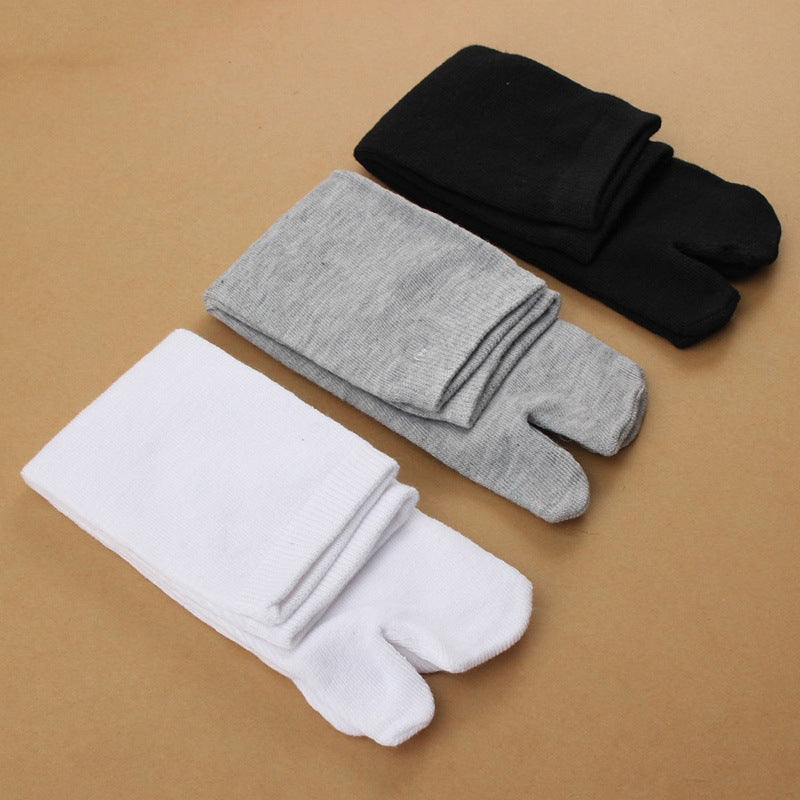 Spring And Autumn Mid Tube  Cotton Five Finger High Tube Cute Split Toe Socks - iztia