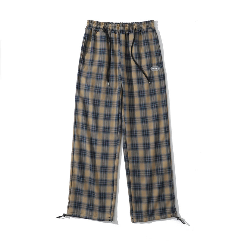 Plaid Trousers Drooping Straight Casual - iztia