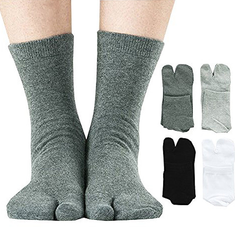 Spring And Autumn Mid Tube  Cotton Five Finger High Tube Cute Split Toe Socks - iztia