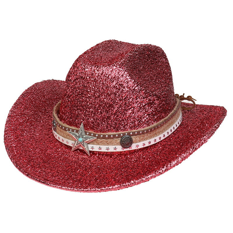 Festival Party Gathering Silver Western Denim Fedora Hat Felt - iztia