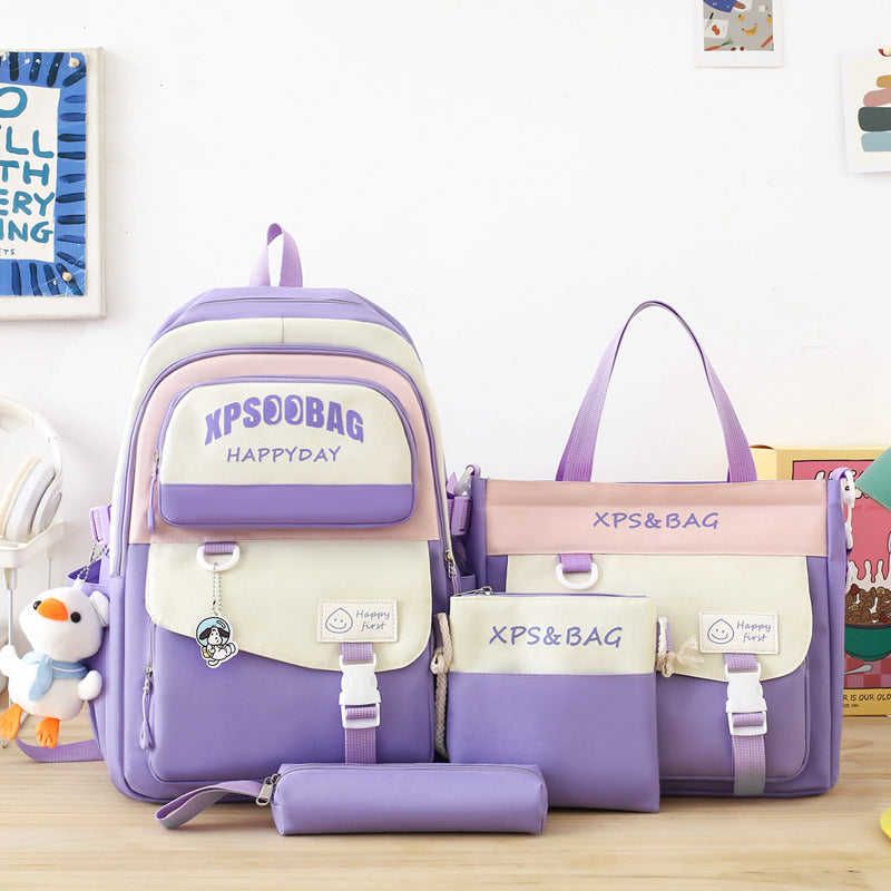 Four-piece Ins Schoolbag For Junior And Senior High Schools - iztia