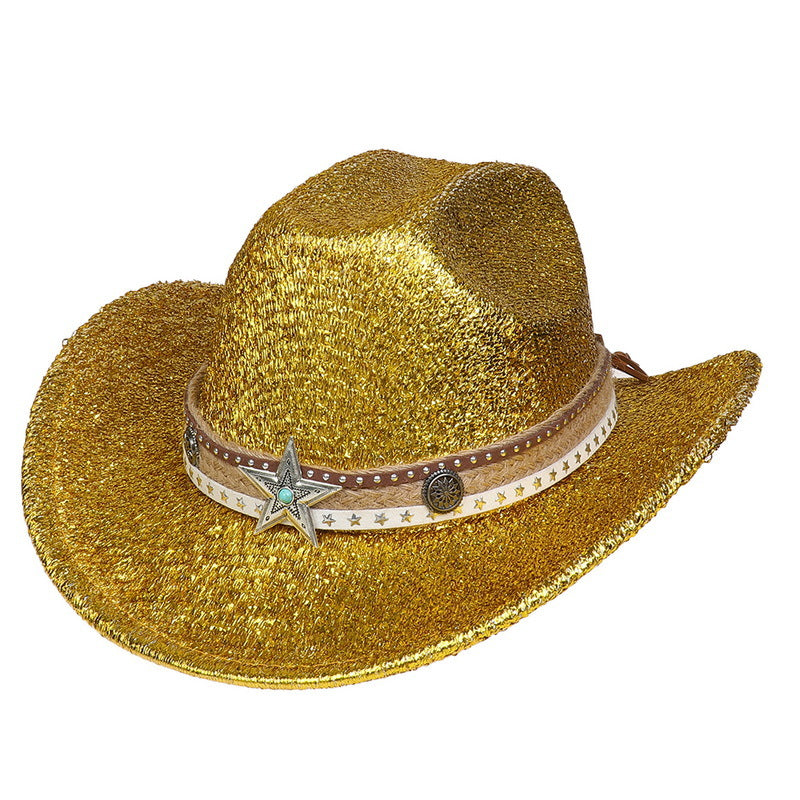 Festival Party Gathering Silver Western Denim Fedora Hat Felt - iztia