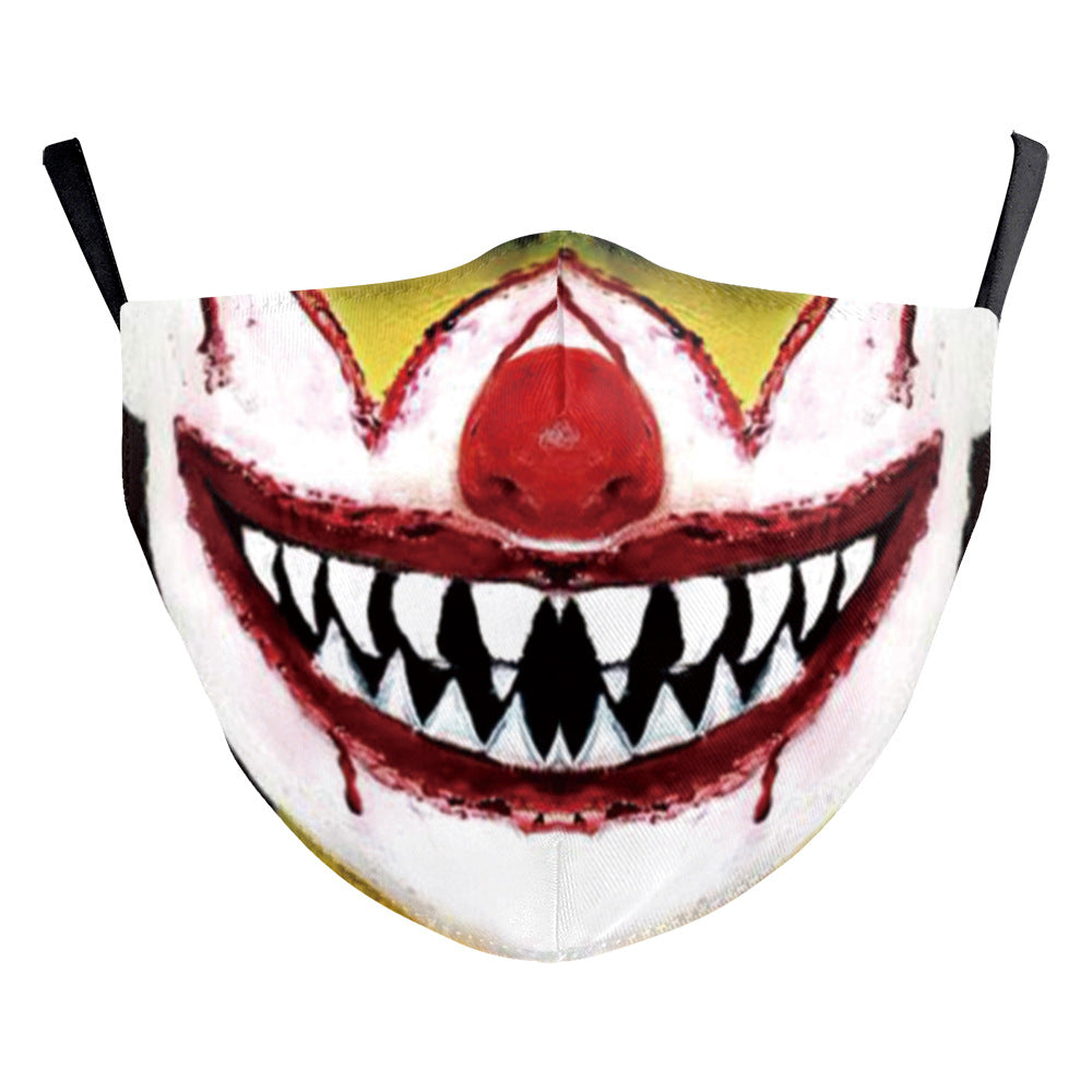 Halloween Digital Printing Funny Horror Face Double Layer Dust Mask - iztia