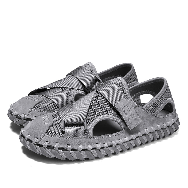 Summer Hollow Men's Soft Bottom Beach Shoes Breathable Mesh Sandals - iztia