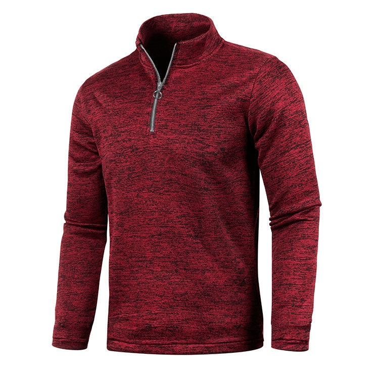 Winter Men's Sweater Placket Zipper Design Solid Color - iztia