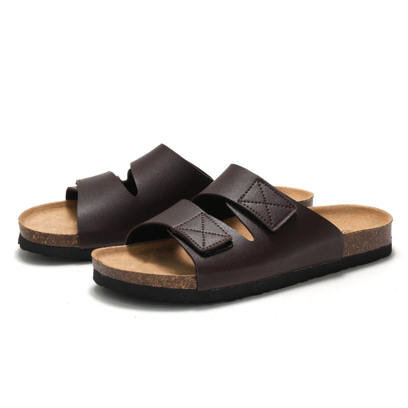 Men's Cork Slippers Slippers Velcro - iztia