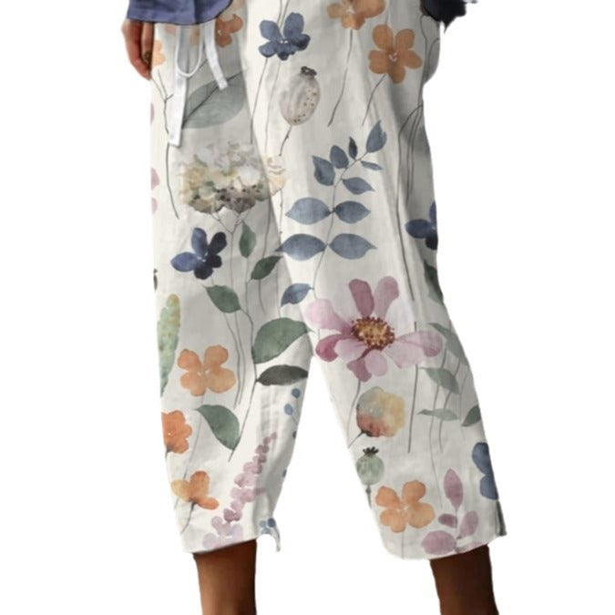 European And American Fashion Casual Flower Pattern Floral Print Casual Jumpsuit - iztia