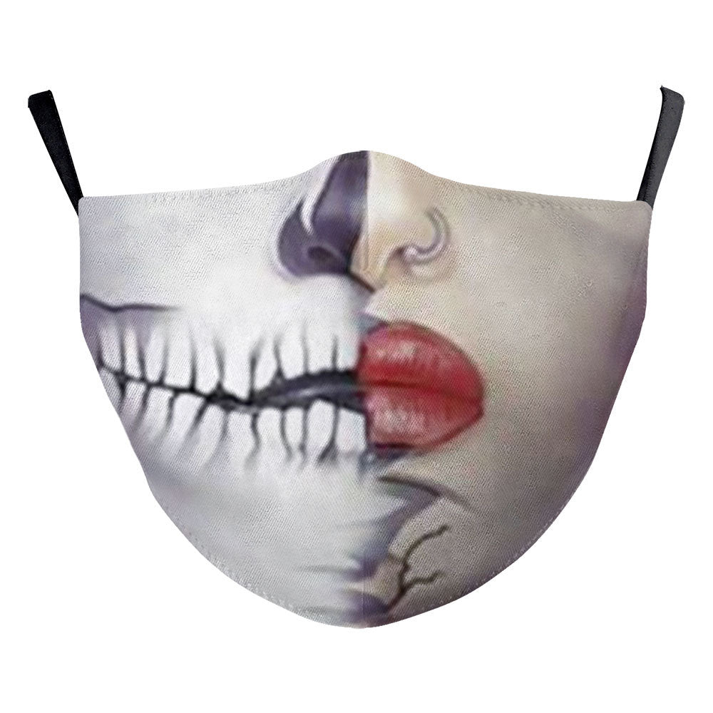 Digital Printing Halloween Clown Funny Double Outdoor Dust Mask - iztia