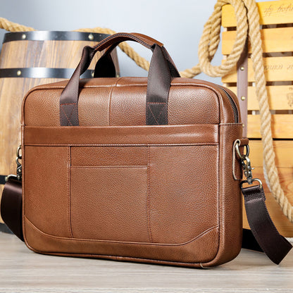 Men's Official Document Leather Casual Computer Bag Shoulder Crossbody - iztia