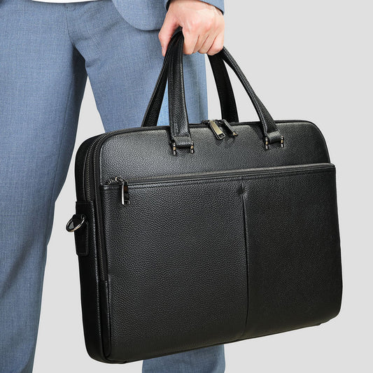 Men's Handbag Horizontal Briefcase Large Capacity First Layer Cowhide 17-inch Computer Bag - iztia