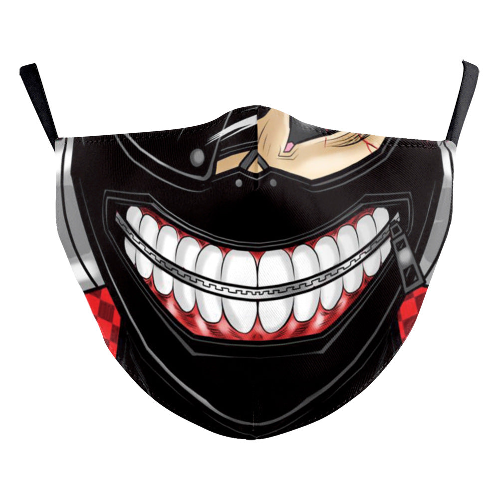 Halloween Digital Printing Funny Horror Face Double Layer Dust Mask - iztia