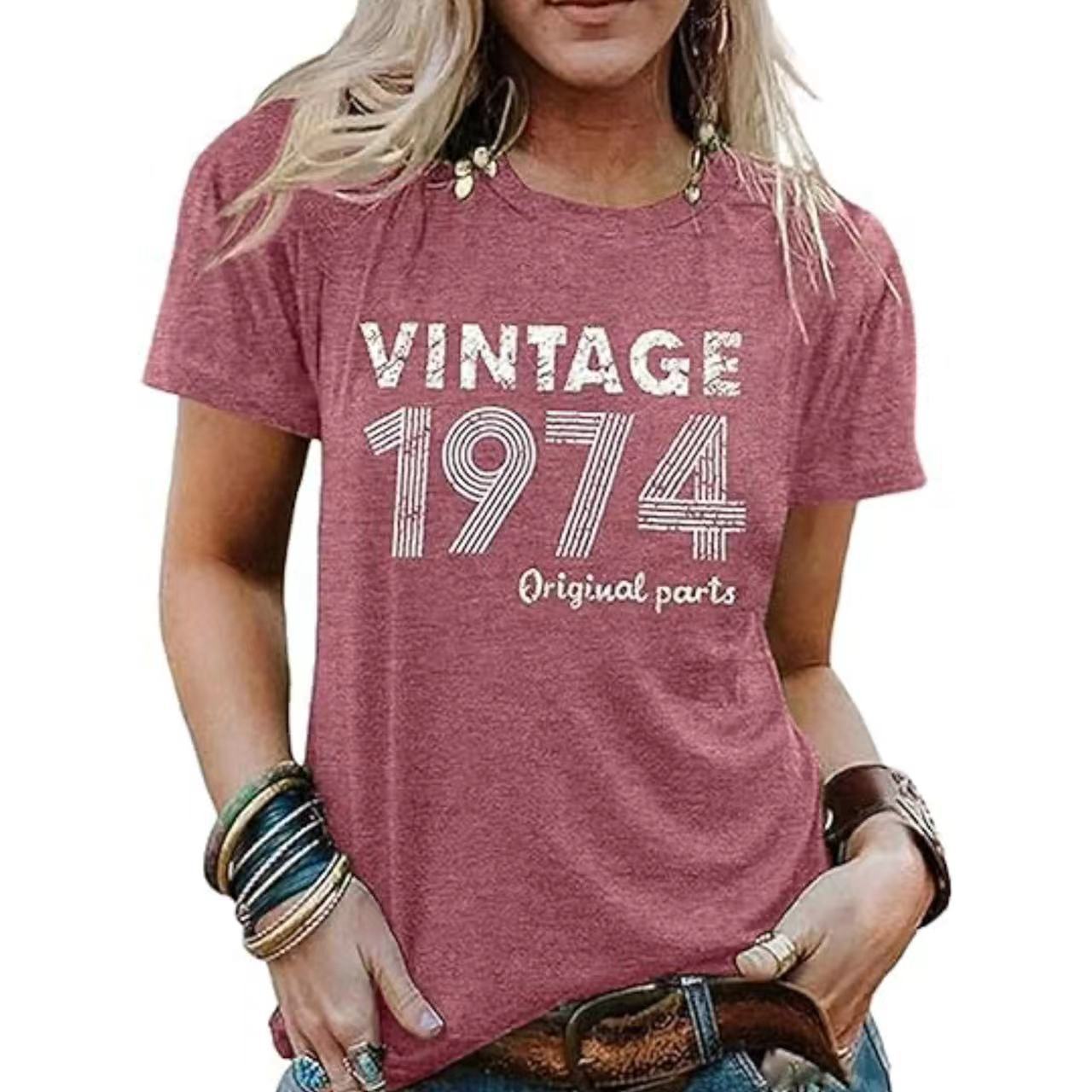 Vintage Women's Letter Vintage Print Party Top - iztia