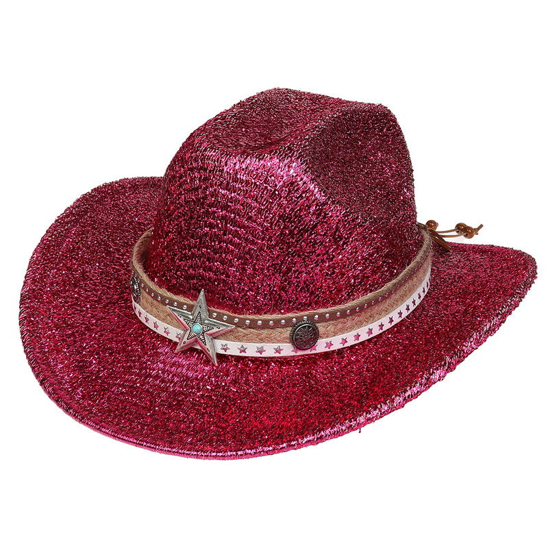 Festival Party Gathering Silver Western Denim Fedora Hat Felt - iztia