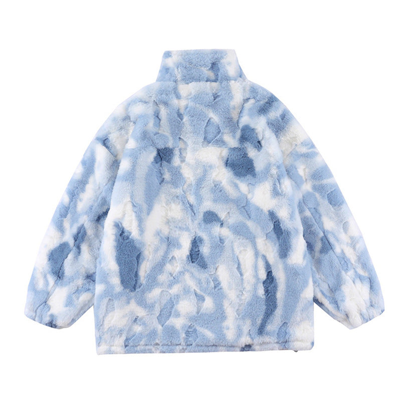 Tie-dyed Polar Fleece Stand Collar Coat Autumn And Winter - iztia