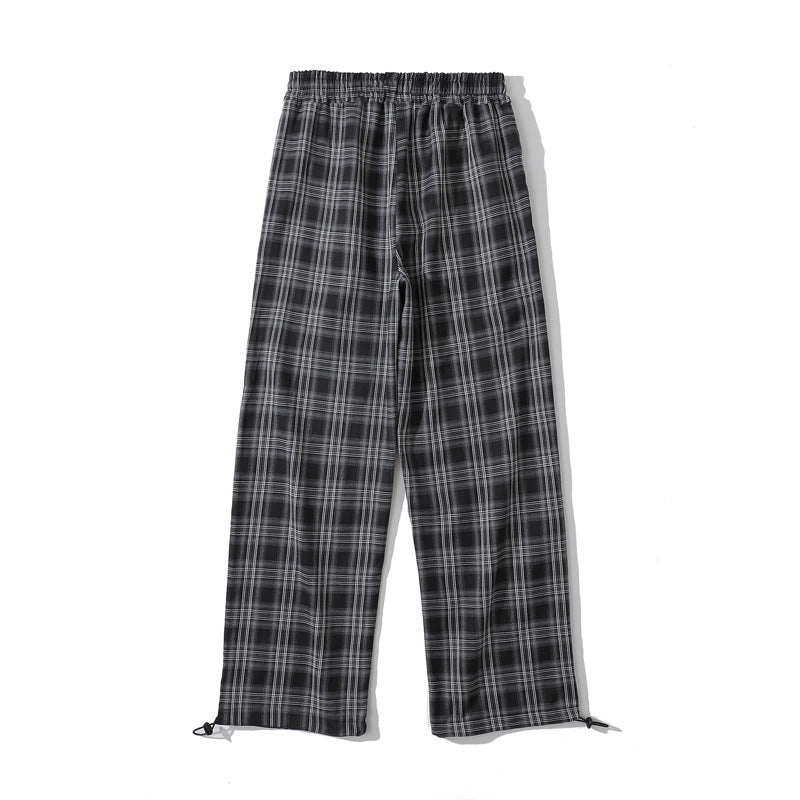 Plaid Trousers Drooping Straight Casual - iztia