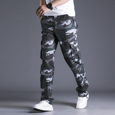 Cotton Multi-pocket Loose Cargo Trousers Straight Outdoor Large Size Camouflage Men's Pants - iztia