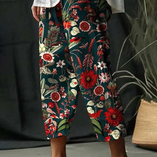 European And American Fashion Casual Flower Pattern Floral Print Casual Jumpsuit - iztia