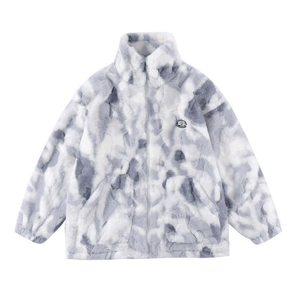 Tie-dyed Polar Fleece Stand Collar Coat Autumn And Winter - iztia