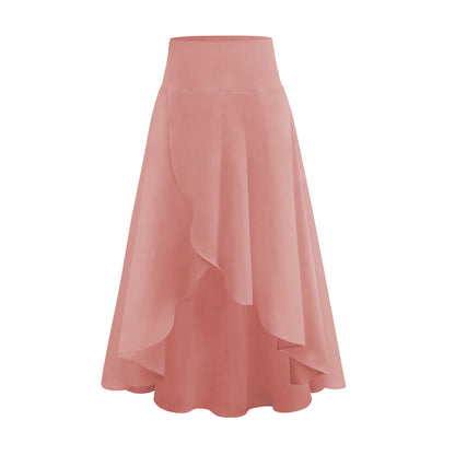 High-grade Irregular Half-length Pure Color Ruffles High Waist Skirt - iztia