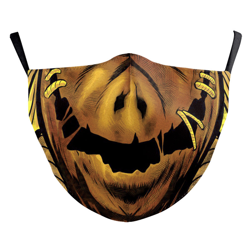 Halloween Digital Printing Funny Horror Face Double Layer Dust Mask - iztia