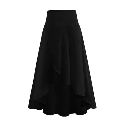 High-grade Irregular Half-length Pure Color Ruffles High Waist Skirt - iztia