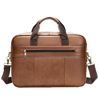 Men's Official Document Leather Casual Computer Bag Shoulder Crossbody - iztia