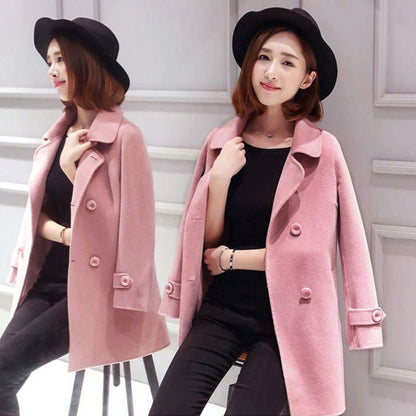 Wool Mid-length Korean Style Slim Fit Slimming And Fashionable Woolen Women's Overcoat - iztia