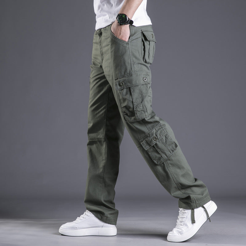 Cotton Multi-pocket Loose Cargo Trousers Straight Outdoor Large Size Camouflage Men's Pants - iztia