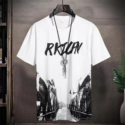 Short Sleeve Men's Ink Painting Graffiti T-shirt Sports Breathable - iztia