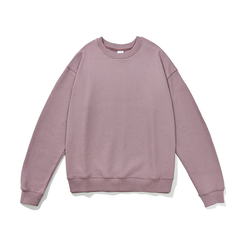 380g Terry Cotton Round Neck Sweater Loose European And American Retro FOG Color Matching - iztia