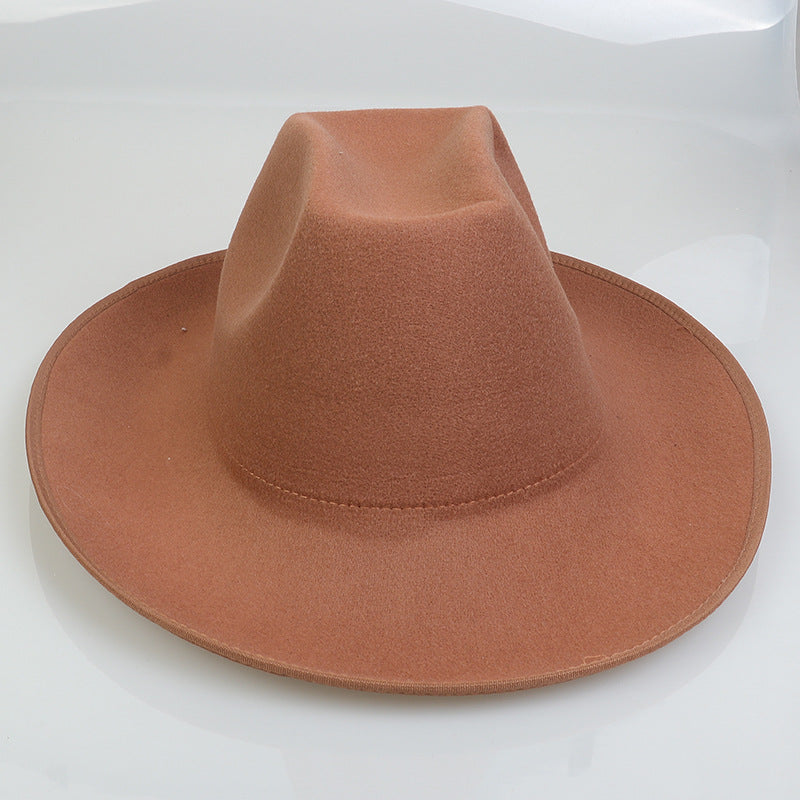 Western Cowboy Hat European And American Woolen Hat Big Brim - iztia