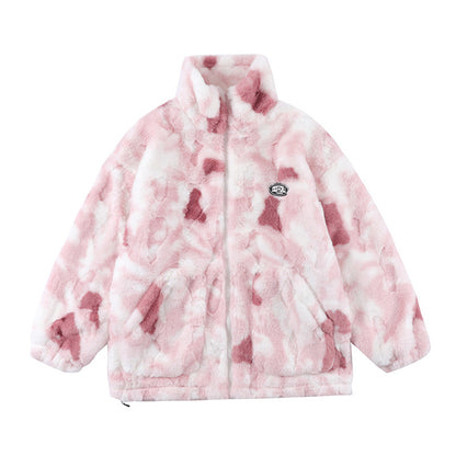 Tie-dyed Polar Fleece Stand Collar Coat Autumn And Winter - iztia