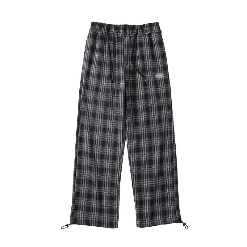 Plaid Trousers Drooping Straight Casual - iztia