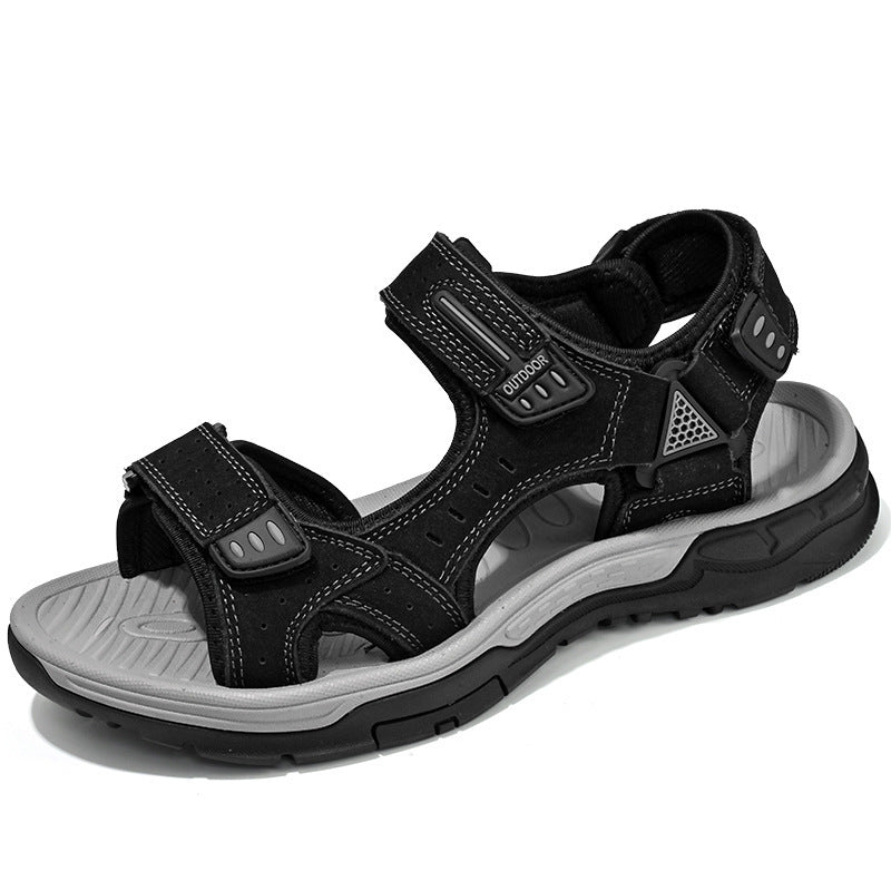 Breathable Men's Sandals Non-slip Top Layer Cowhide - iztia