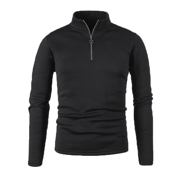 Winter Men's Sweater Placket Zipper Design Solid Color - iztia