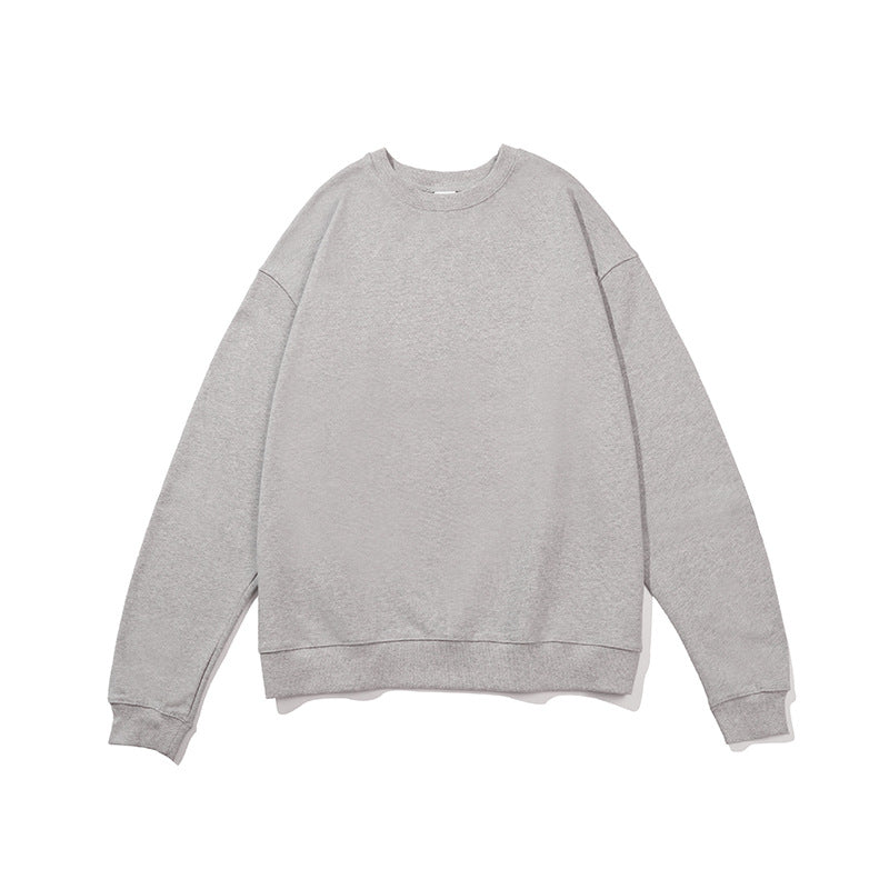 380g Terry Cotton Round Neck Sweater Loose European And American Retro FOG Color Matching - iztia