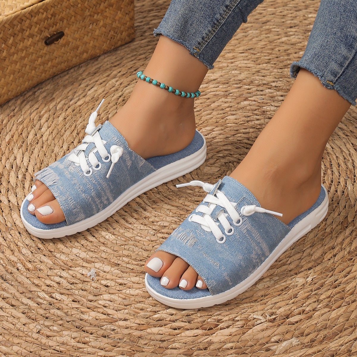 Plus Size Women's Canvas Sandal Slippers Simple Style - iztia